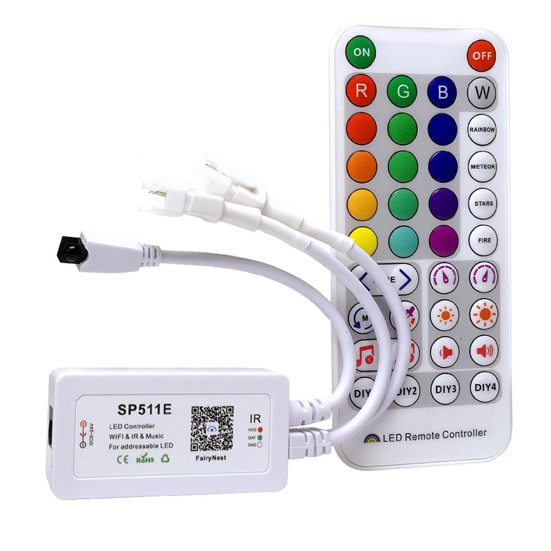 DC5V Ws2812b Individually Addressable 5050 RGB LED Strip and Sp511e Music Controller Bluetooth Dual Output EU Us UK Au Power Kit