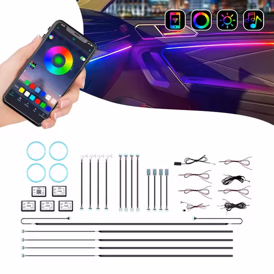 7 Farben Auto Styling Musiksteuerung 48 LEDs Auto RGB LED Streifen Licht Atmosphäre Lampe Kit mit IR-Fernbedienung Innenbeleuchtung
